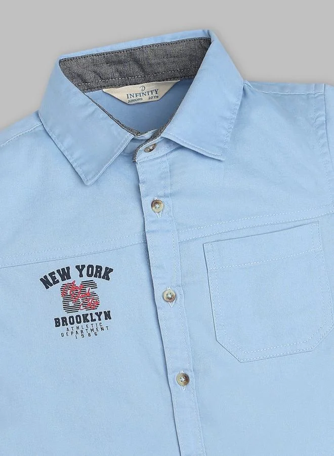 Infinity Kids Blue Cotton Short Sleeves Shirt