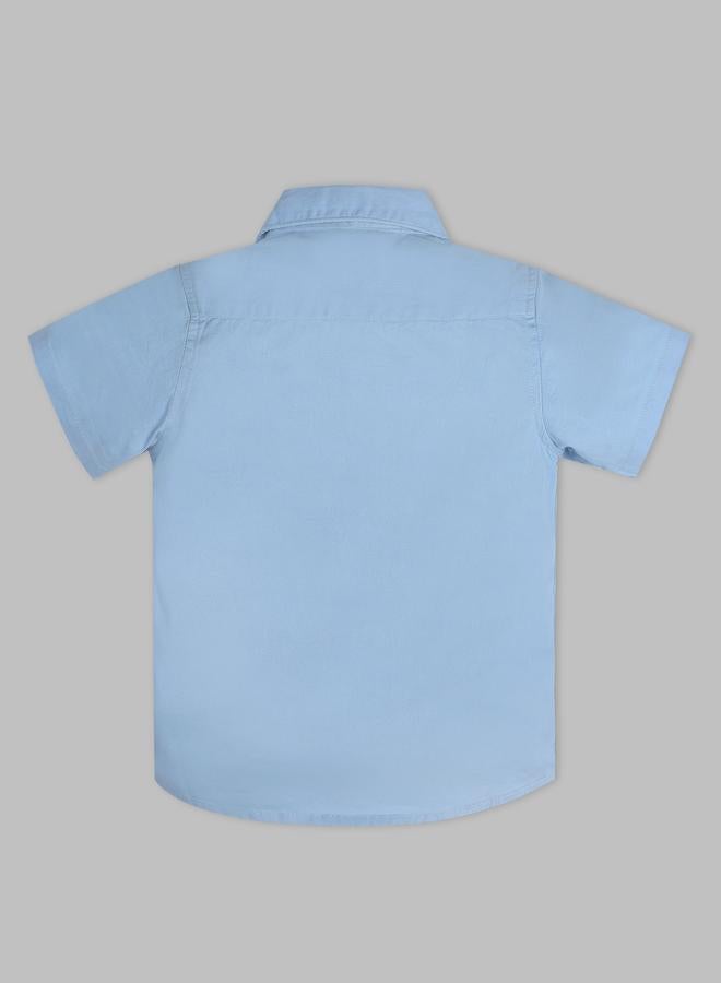 Infinity Kids Blue Cotton Short Sleeves Shirt - Image 4
