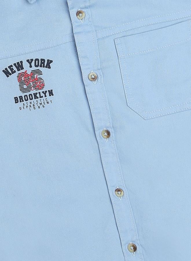 Infinity Kids Blue Cotton Short Sleeves Shirt - Image 3