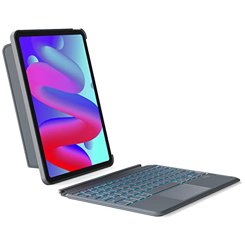 Inateck iPad Pro 11 Inch Case With Bluetooth Keyboard Compatible With iPad Air 5/4 10.9 Inch, Vertical, Detachable With 7-Color Backlight and Touchpad, KB04111, Gray - Image 1