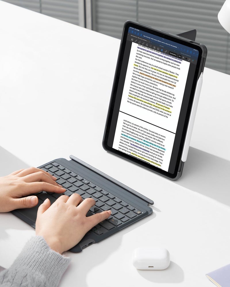 Inateck iPad Pro 11 Inch Case With Bluetooth Keyboard Compatible With iPad Air 5/4 10.9 Inch, Vertical, Detachable With 7-Color Backlight and Touchpad, KB04111, Gray - Image 3
