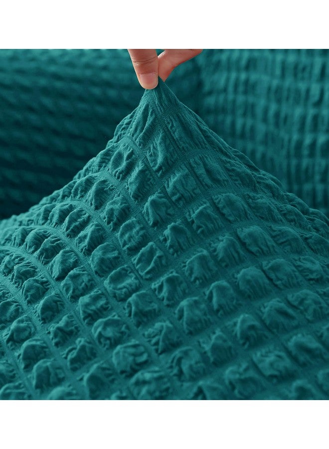 هاوس أوف كويرك أغطية أريكة من House of Quirk Turkish Bubble Frill 280 GSM، متينة وقابلة للغسل، عالمية، مقعد واحد، عالية المرونة، واقي أثاث (أزرق مخضر، 90-145 سم) - Image 2