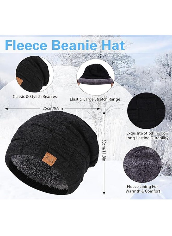 General Women Mens Hat Scarf and Gloves Set Winter Fleece Lined Beanie Cap Neck Warmer Scarf Touch Screen Gloves Set  - Image 2
