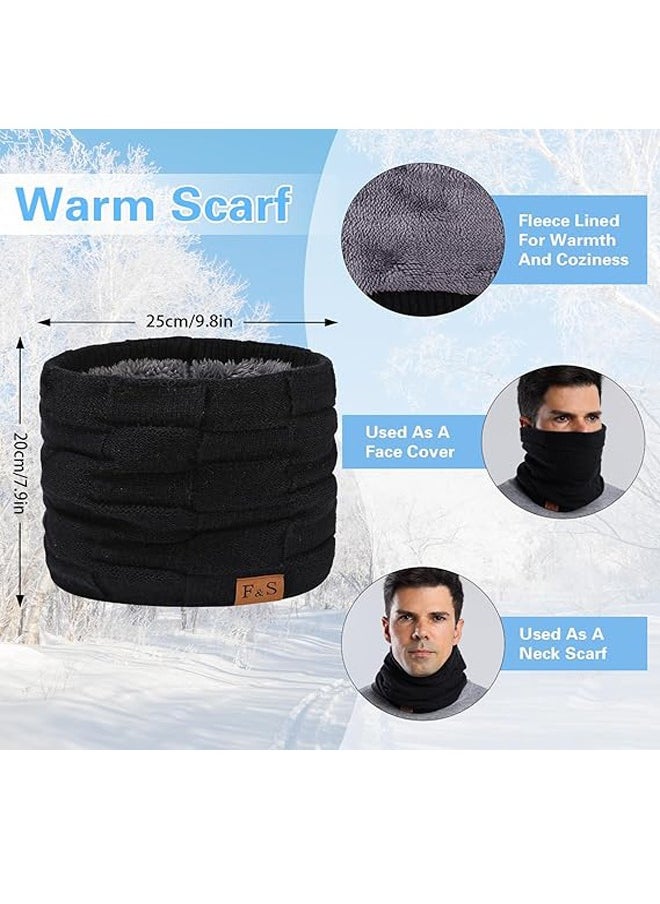 General Women Mens Hat Scarf and Gloves Set Winter Fleece Lined Beanie Cap Neck Warmer Scarf Touch Screen Gloves Set  - Image 3