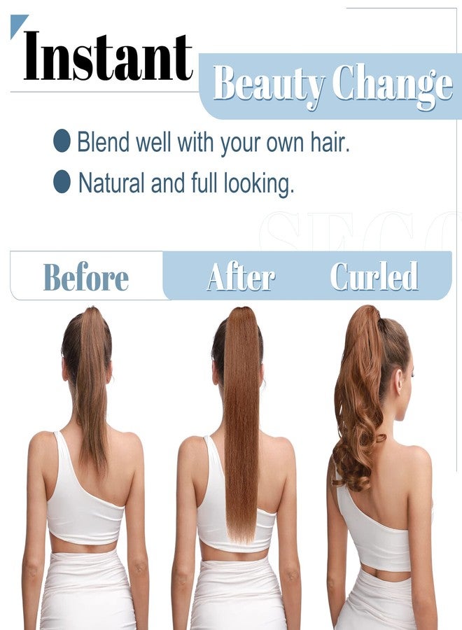 SEGO Claw Clip Ponytail Extension Human Hair Clip in Ponytail Hair Extensions Real Human Hair Pony Tails Hair Extensions Long Straight For Women -14 Inch #06 Light Brown 105 Gram - Image 5