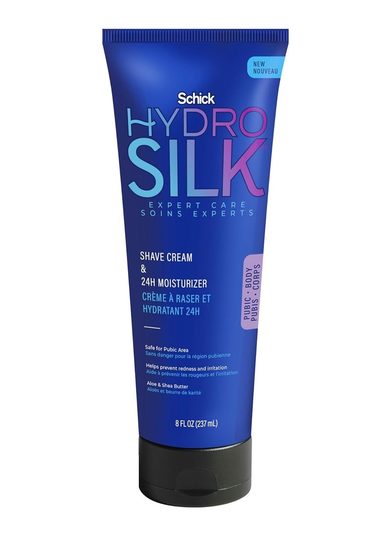 schick - Schick Hydro Silk Shave Cream & 24-Hour Moisturizer | Pubic Hair Shave Cream for Women and Bikini Area Moisturizer, Shaving Cream for Women Sensitive Skin, 8 fluid oz - Image 1