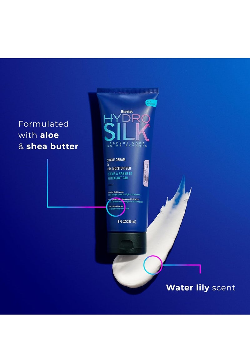 schick - Schick Hydro Silk Shave Cream & 24-Hour Moisturizer | Pubic Hair Shave Cream for Women and Bikini Area Moisturizer, Shaving Cream for Women Sensitive Skin, 8 fluid oz - Image 1