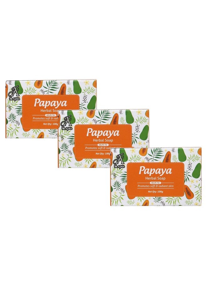 7TH AJMA Herbal Papaya Soap - Natural Body Tan Removal & Radiant Skin Soap - Exfoliates Dead Skin for Glowing Complexion, 100g (Pack of 3) - Image 1