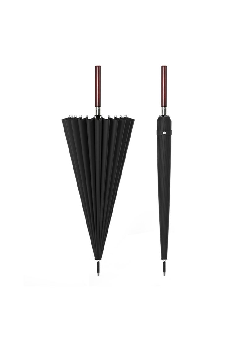 Unisex Straight - Pole Long Handle Umbrella with 24 Fiberglass Ribs, 3 - Layer High - Density Waterproof Cloth, Light Luxury Wooden Handle, One - Click Auto Open & 115cm Large Canopy – Metal Accents for Rain & Wind Resistance - Image 1