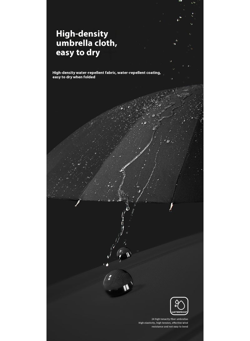 Unisex Straight - Pole Long Handle Umbrella with 24 Fiberglass Ribs, 3 - Layer High - Density Waterproof Cloth, Light Luxury Wooden Handle, One - Click Auto Open & 115cm Large Canopy – Metal Accents for Rain & Wind Resistance - Image 4