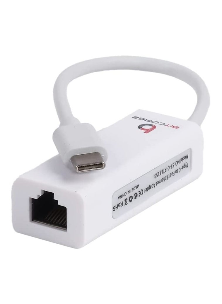 Bitcorez - USB Type C to RJ45 Network LAN Adapter Up to 10/100/1000 Mbps - Image 1