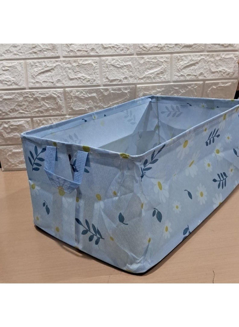 Foldable Drawer Wardrobe - Washable Closet Organizer for Jeans, Pants, Shirts, and Dresses light blue storage box with a floral pattern - Image 1