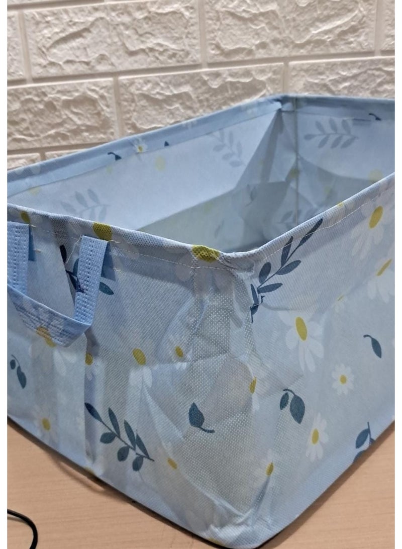 Foldable Drawer Wardrobe - Washable Closet Organizer for Jeans, Pants, Shirts, and Dresses light blue storage box with a floral pattern - Image 3