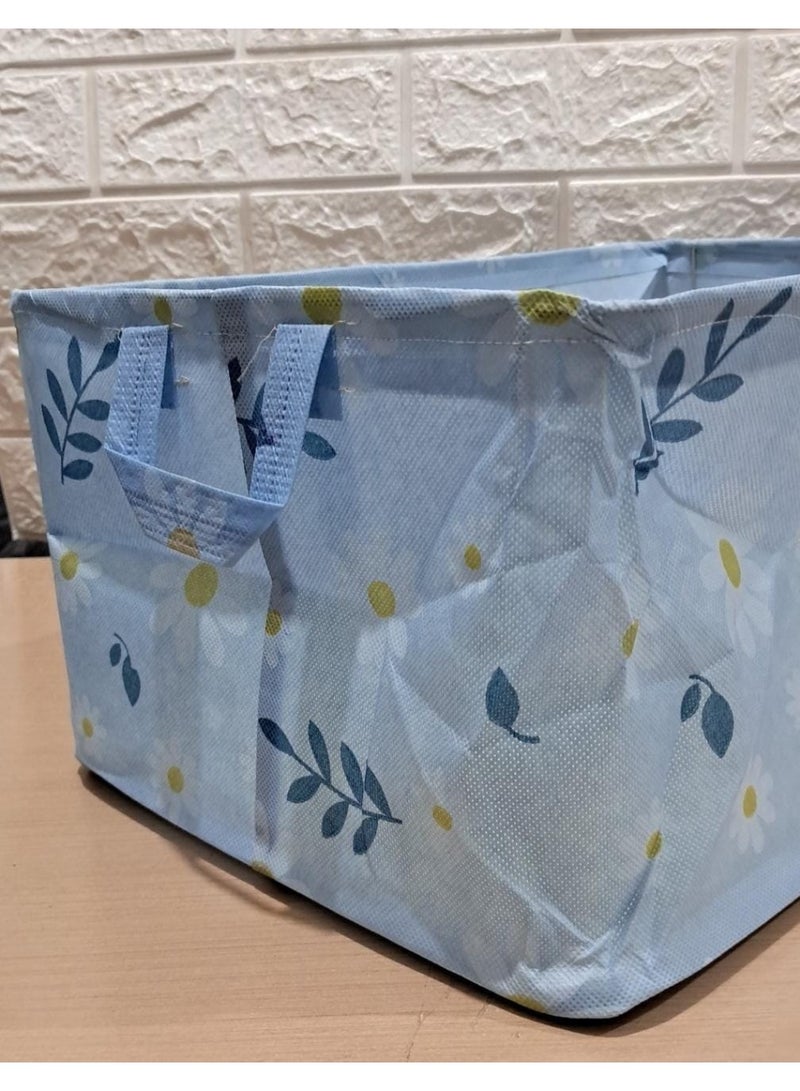 Foldable Drawer Wardrobe - Washable Closet Organizer for Jeans, Pants, Shirts, and Dresses light blue storage box with a floral pattern - Image 2