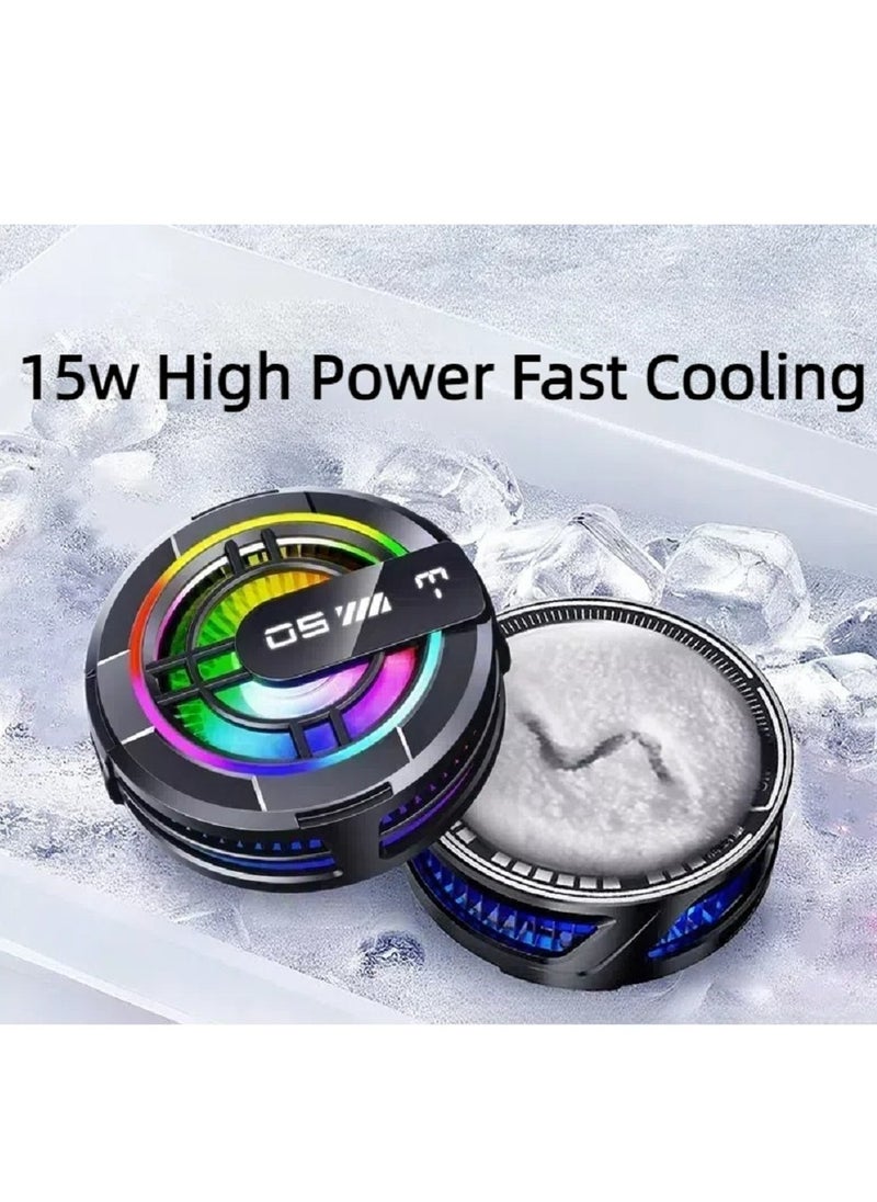 Magnetic Cell Phone Cooler, Joyelink RGB Phone Cooling Fan Portable Lightweight Mobile Phone Cooling Fan, Phone Radiator with Larger Cooling Area for Phone/Tablet/IPad
