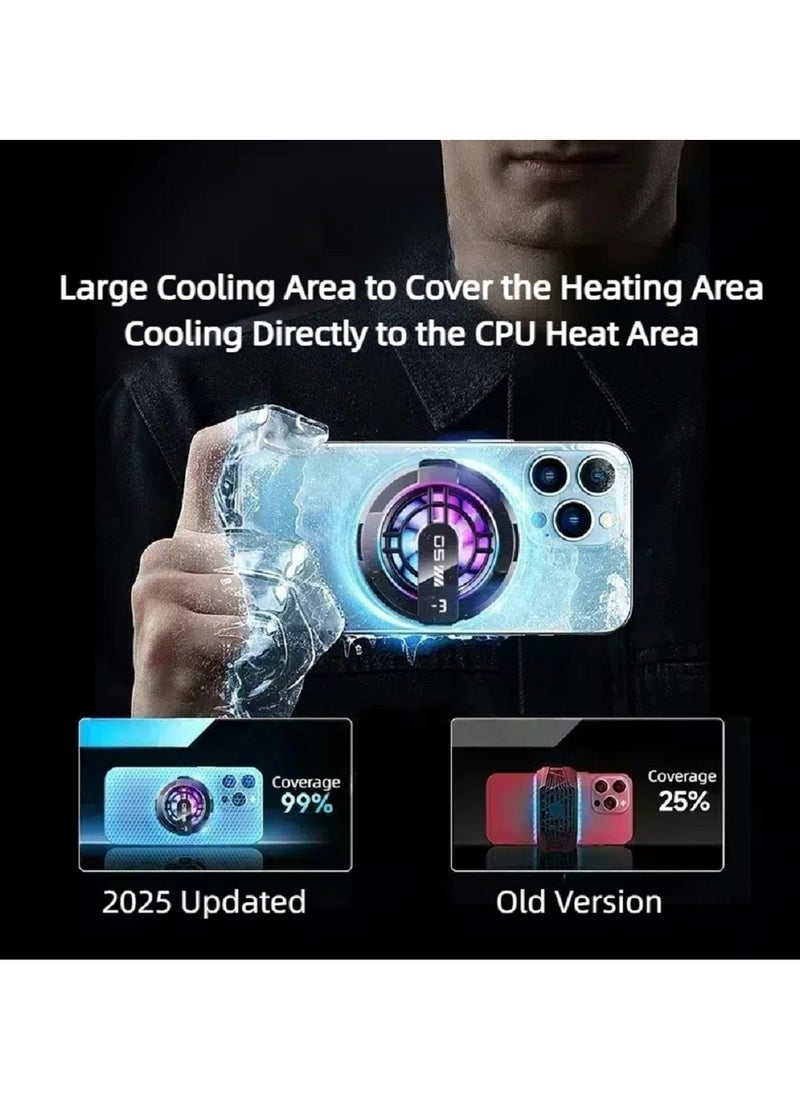 Magnetic Cell Phone Cooler, Joyelink RGB Phone Cooling Fan Portable Lightweight Mobile Phone Cooling Fan, Phone Radiator with Larger Cooling Area for Phone/Tablet/IPad