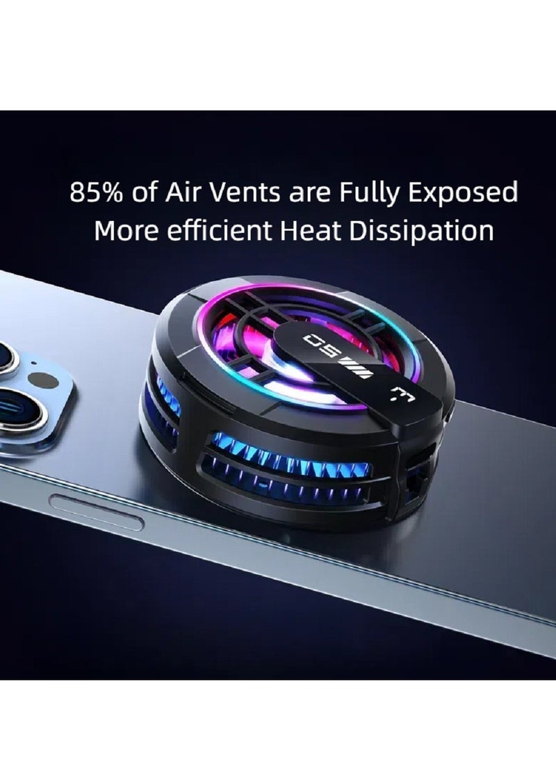 Magnetic Cell Phone Cooler, Joyelink RGB Phone Cooling Fan Portable Lightweight Mobile Phone Cooling Fan, Phone Radiator with Larger Cooling Area for Phone/Tablet/IPad