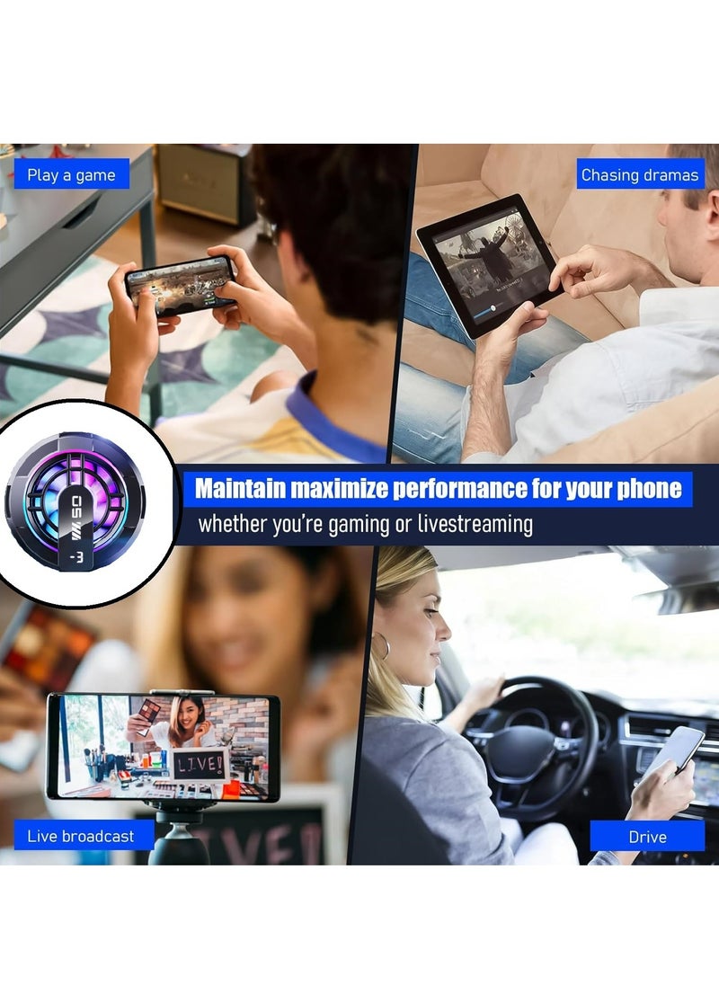 Magnetic Cell Phone Cooler, Joyelink RGB Phone Cooling Fan Portable Lightweight Mobile Phone Cooling Fan, Phone Radiator with Larger Cooling Area for Phone/Tablet/IPad