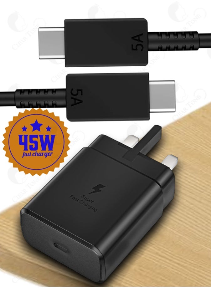 iMee Best original 45W Super-Fast Wall Charger UK Plug + 1m USB-C to USB-C Cable | Affordable PD Fast Charger for Samsung S23/S22/S21, Note Series, A Series, Google Pixel, iPad USB-C & All USB-C Devices - Image 1