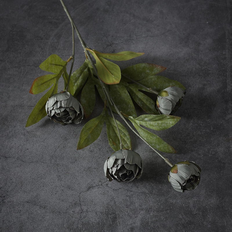 VIERENA 6 Pcs Faux Silk Peony Artificial Flowers for Vase -27", Bulk Fake Peonies Branches with Stems for DIY Bouquet Centerpieces Wedding Fillers Arrangements Shower Decorations (Dark Gray) - Image 3