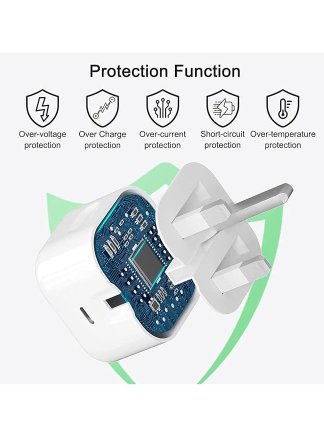 ION - iPhone 25W Fast Charger | USB C Wall Fast Charger with USB C to Lightning Cable Compatible with iPhone 14/14 Pro/14 Pro Max/13/12/SE2020/11/XR/XS Max/X/iPad - Image 1