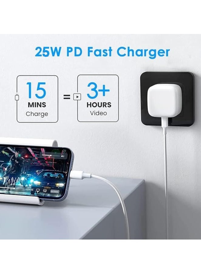 ION - iPhone 25W Fast Charger | USB C Wall Fast Charger with USB C to Lightning Cable Compatible with iPhone 14/14 Pro/14 Pro Max/13/12/SE2020/11/XR/XS Max/X/iPad - Image 1