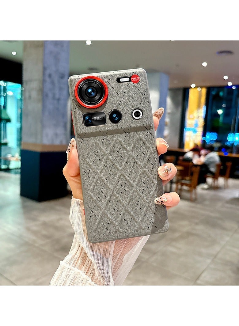 عام غطاء فاخر متوافق مع هاتف Nubia Z70S Ultra - جلد نباتي بتصميم ماسي مع حماية متطورة للعدسات ووسائد هوائية للزوايا - Image 1