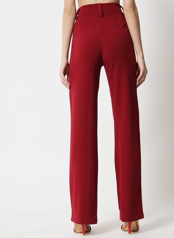 Kotty Kotty Pintuck Detail High Rise Straight Leg Trousers