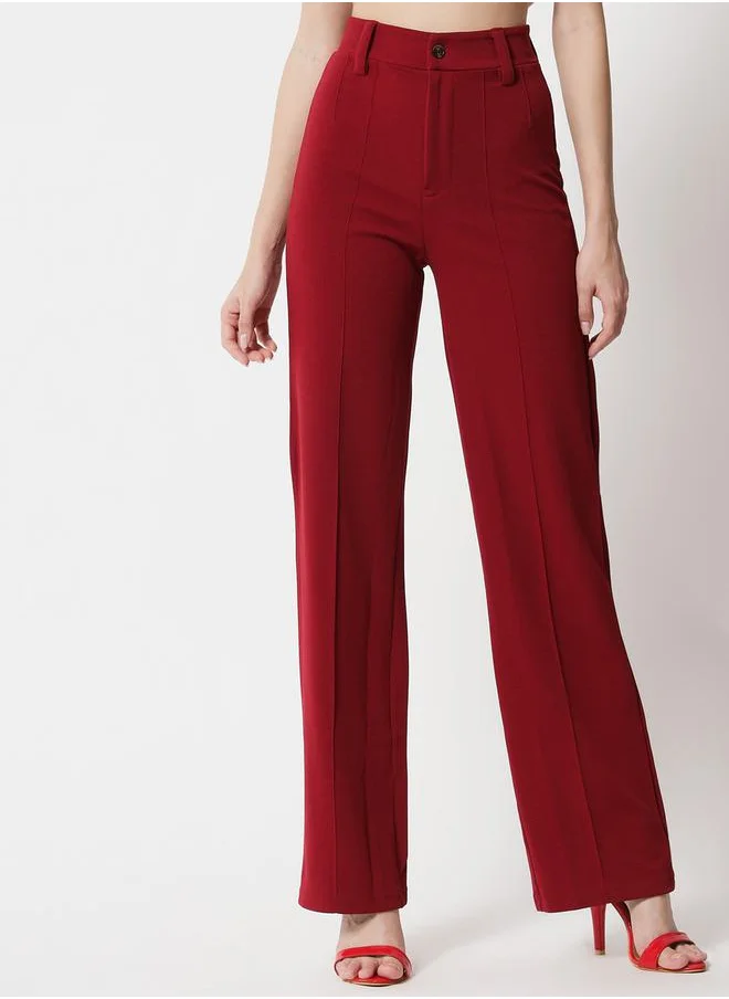 Kotty Pintuck Detail High Rise Straight Leg Trousers by Styli