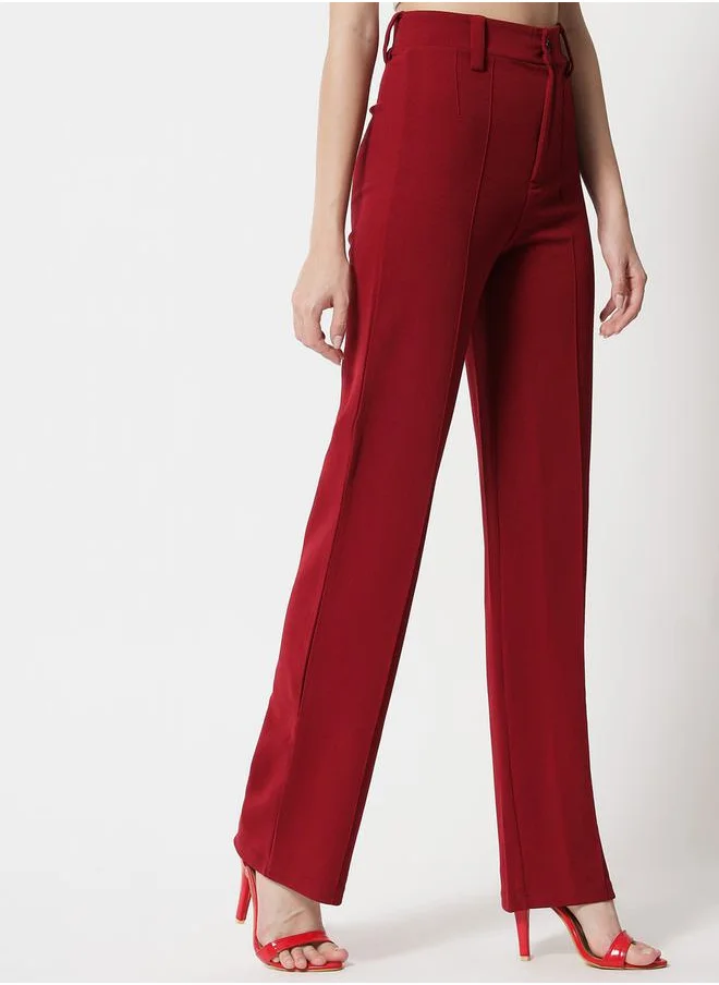 Kotty Pintuck Detail High Rise Straight Leg Trousers by Styli
