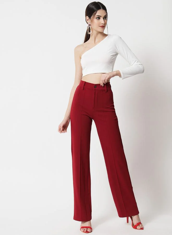 Kotty Kotty Pintuck Detail High Rise Straight Leg Trousers