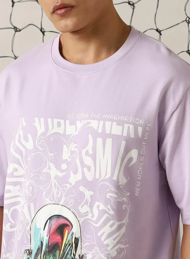 Hubberholme Men Futuristic Printed Oversized Fit T-shirt