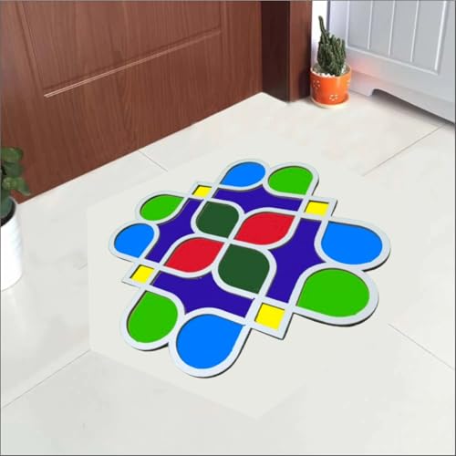 Picrazee Double Layer Rangoli Stencil Mat, Tool Kit, Rangoli for Diwali Decor, Reusable Island Portable, Diwali Decoration Item for Home Office (11.7 inch) (D5) - Image 3