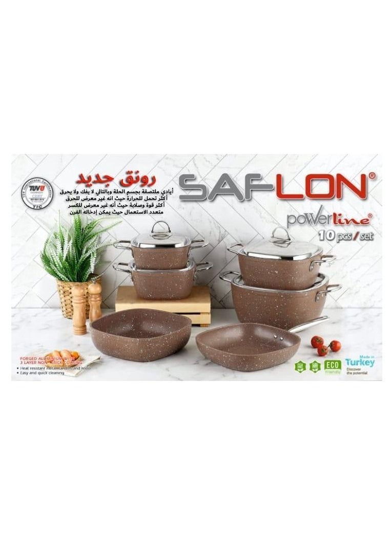 سافلون - طقم حلل سافلون جرانيت مربع يد استيل ١٠ قطع - الرملاوي - Image 1