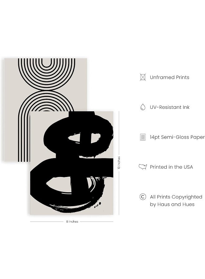 Home Trove Black Abstract Painting Aesthetic - Set Of 6, Modern Abstract, Black And Gray, One Line Abstract Art, Geometric Print, Minimalist Wall Art (8" X 10", Unframed) - Image 2