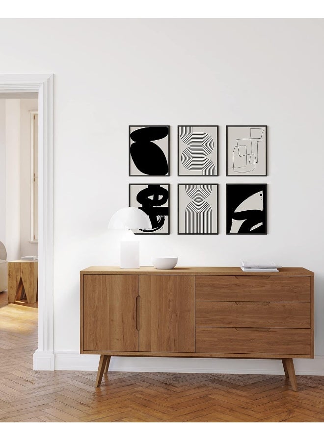 Home Trove Black Abstract Painting Aesthetic - Set Of 6, Modern Abstract, Black And Gray, One Line Abstract Art, Geometric Print, Minimalist Wall Art (8" X 10", Unframed) - Image 4