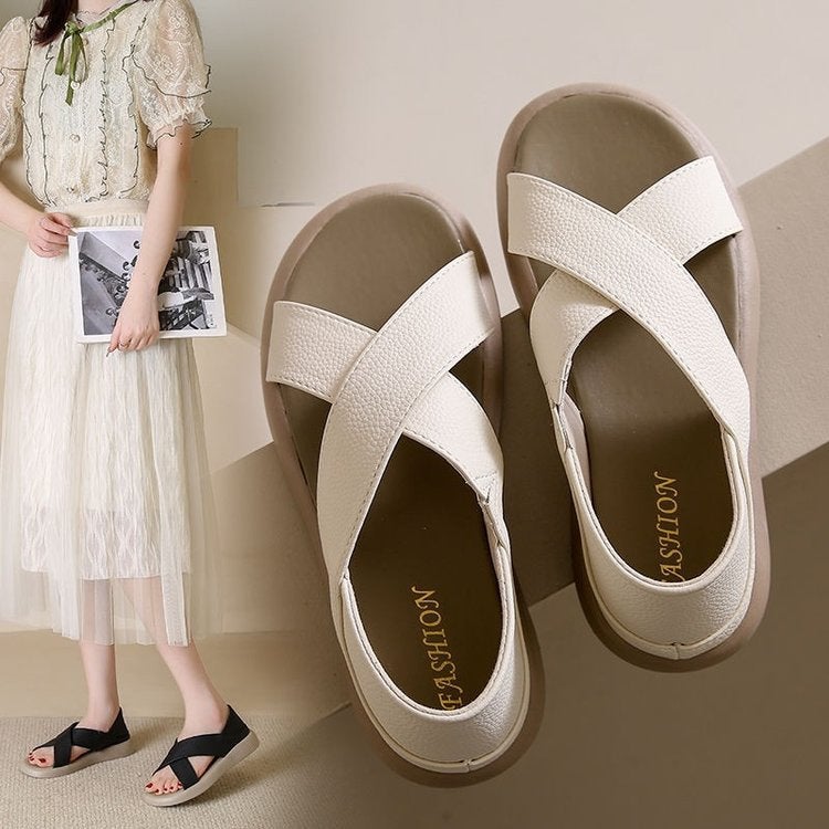 Women's Platform Sandals with Hook-and-Loop Closure, Soft Sole - Image 1