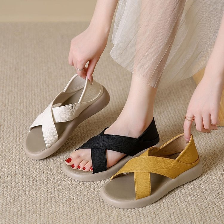 Women's Platform Sandals with Hook-and-Loop Closure, Soft Sole - Image 3