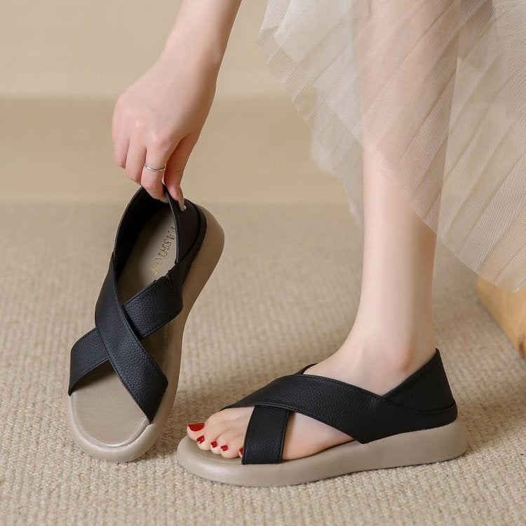 Women's Platform Sandals with Hook-and-Loop Closure, Soft Sole - Image 4
