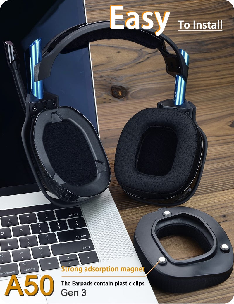 defean A50 Gen 3 Mod Kit - defean Replacement Earpads and Headband Compatible with Astro A50 Gen 3 Headset,Ear Cushions, Upgrade High-Density Noise Cancelling Foam, Added Thickness (Black Breathable Fabric) - Image 5