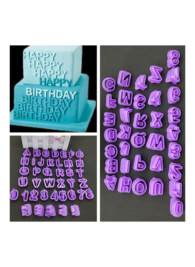 NIBEMINENT 40-Piece Uppercase Alphabets, Numbers, Symbols Cookie Cutter Cake Baking Molds Purple - Image 2