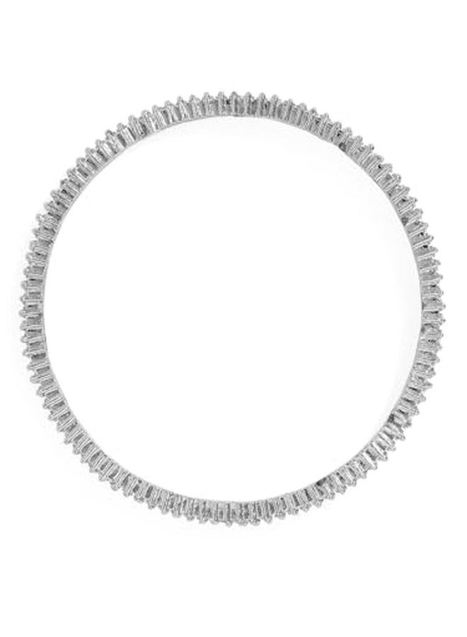 Rubans Womens Silver Plated Set of 2 Zirconia Studded Bangles - Image 4