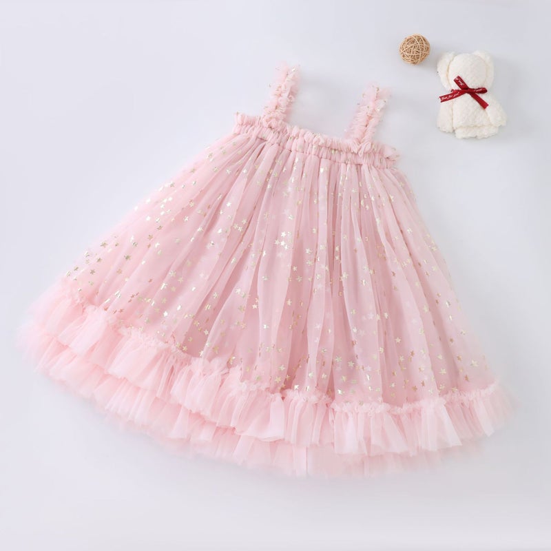 Summer Princess dress New Girls Slip Skirt Baby Girls Party Activity Veil Skirt High-end Styline Tutu Skirt Tender powder stars