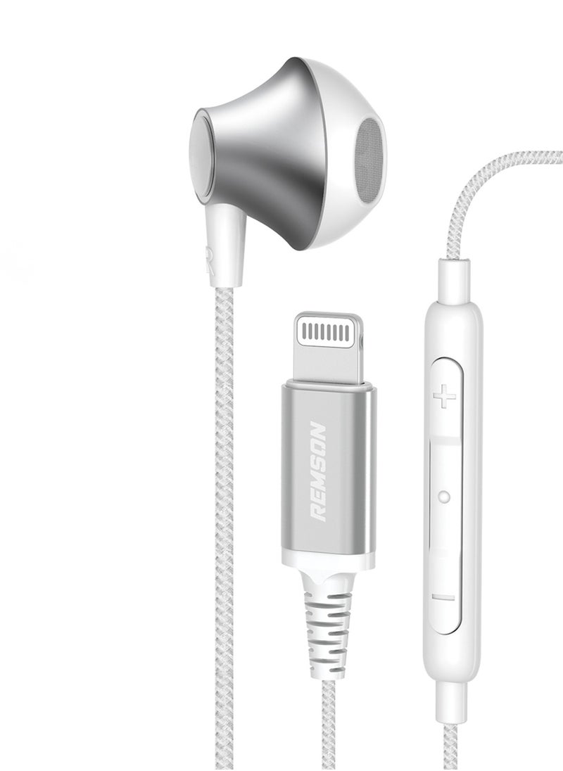 Remson - [Apple MFi Certified] Remson Wired Mono Stereo Earphone MFi Lightning Connector Headphone/Earphone/Earbud Hi-Fi with In-Line Remote Compatible for iPhone 14 13 12 11 Pro Max iPhone XS Max – White - Image 1