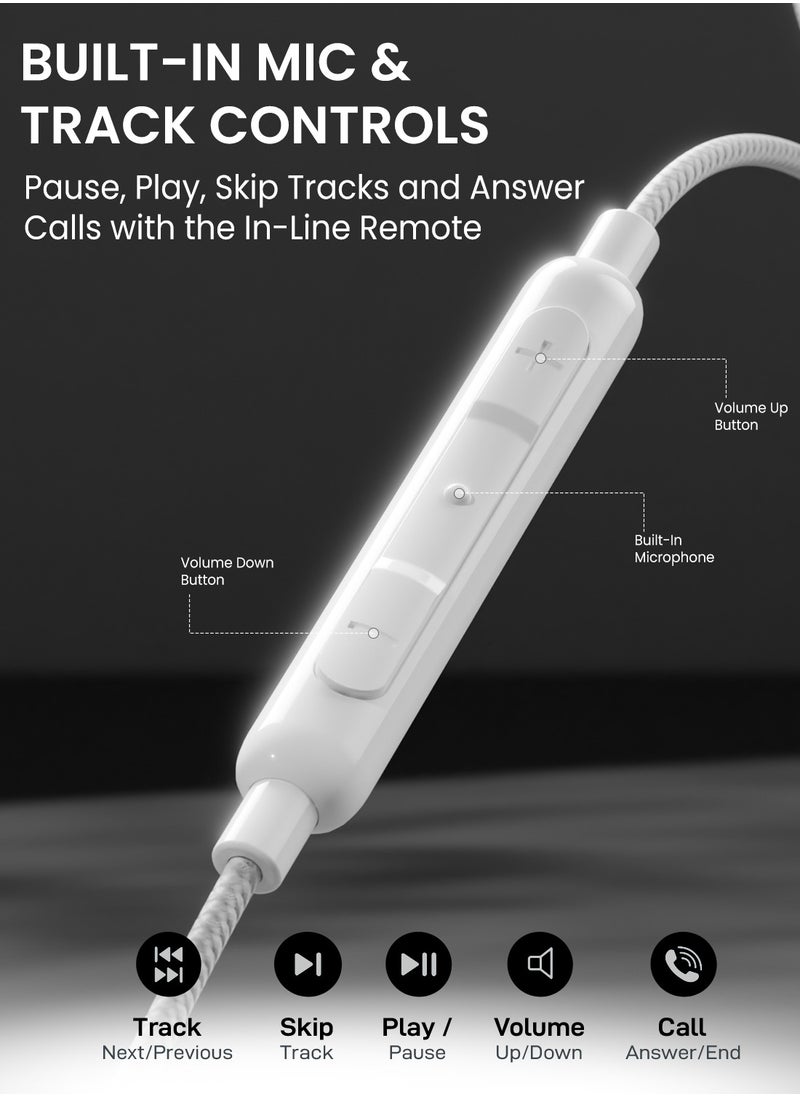 Remson - [Apple MFi Certified] Remson Wired Mono Stereo Earphone MFi Lightning Connector Headphone/Earphone/Earbud Hi-Fi with In-Line Remote Compatible for iPhone 14 13 12 11 Pro Max iPhone XS Max – White - Image 1