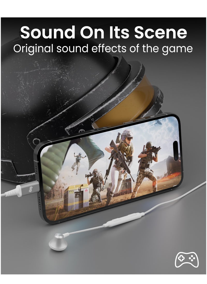 Remson - [Apple MFi Certified] Remson Wired Mono Stereo Earphone MFi Lightning Connector Headphone/Earphone/Earbud Hi-Fi with In-Line Remote Compatible for iPhone 14 13 12 11 Pro Max iPhone XS Max – White - Image 1