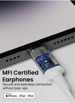 Remson [Apple MFi Certified] Remson Wired Mono Stereo Earphone MFi Lightning Connector Headphone/Earphone/Earbud Hi-Fi with In-Line Remote Compatible for iPhone 14 13 12 11 Pro Max iPhone XS Max – White  - Image 2