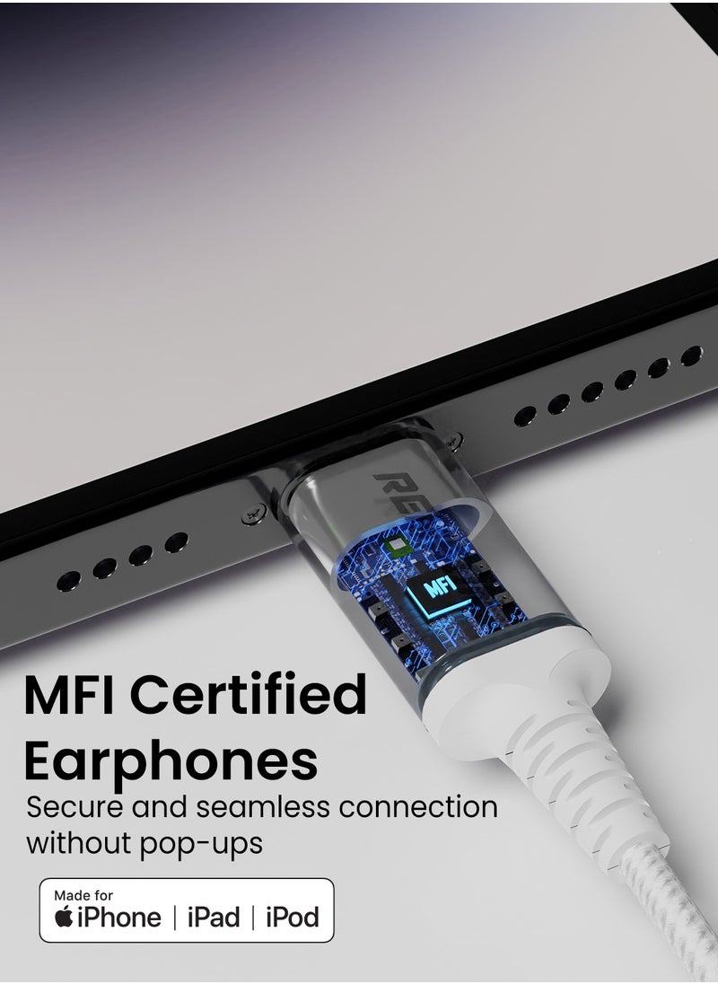 Remson - [Apple MFi Certified] Remson Wired Mono Stereo Earphone MFi Lightning Connector Headphone/Earphone/Earbud Hi-Fi with In-Line Remote Compatible for iPhone 14 13 12 11 Pro Max iPhone XS Max – White - Image 1