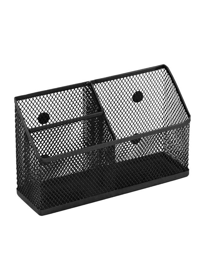 LockerMate Magnetic Pencil Holder, Locker Organizer With 3 Mesh Storage Compartments, Black - Image 5