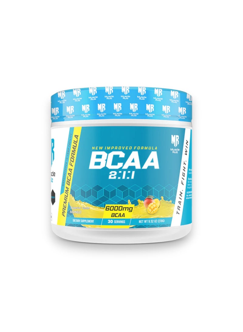 Muscle Rulz تركيبة BCAA المتميزة، 6000 ملجم، بنكهة المانجو، 270 جم 